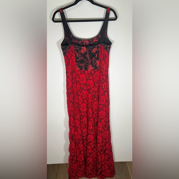 Diane von Furstenburg Vamp red black lace maxi sheer inset dress 8 whimsigoth - Picture 4 of 15